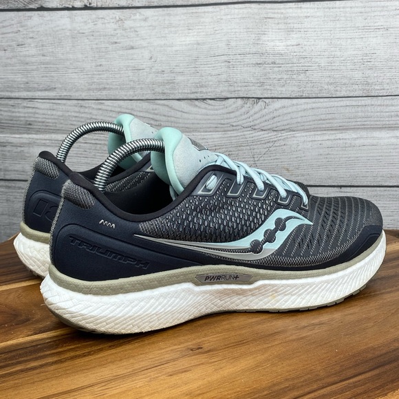 Saucony Triumph 18 Charcoal Grey Sky Blue Running Shoe S10595-40 Women’s Size 10 - Picture 7 of 12